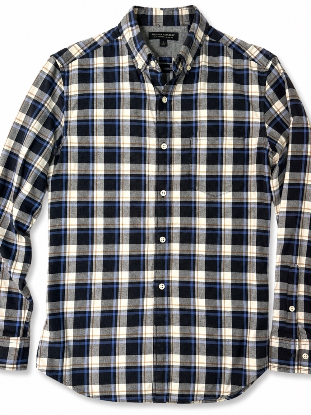 Banana Republic Luxe Flannel Slim Fit Plaid Button Down Shirt